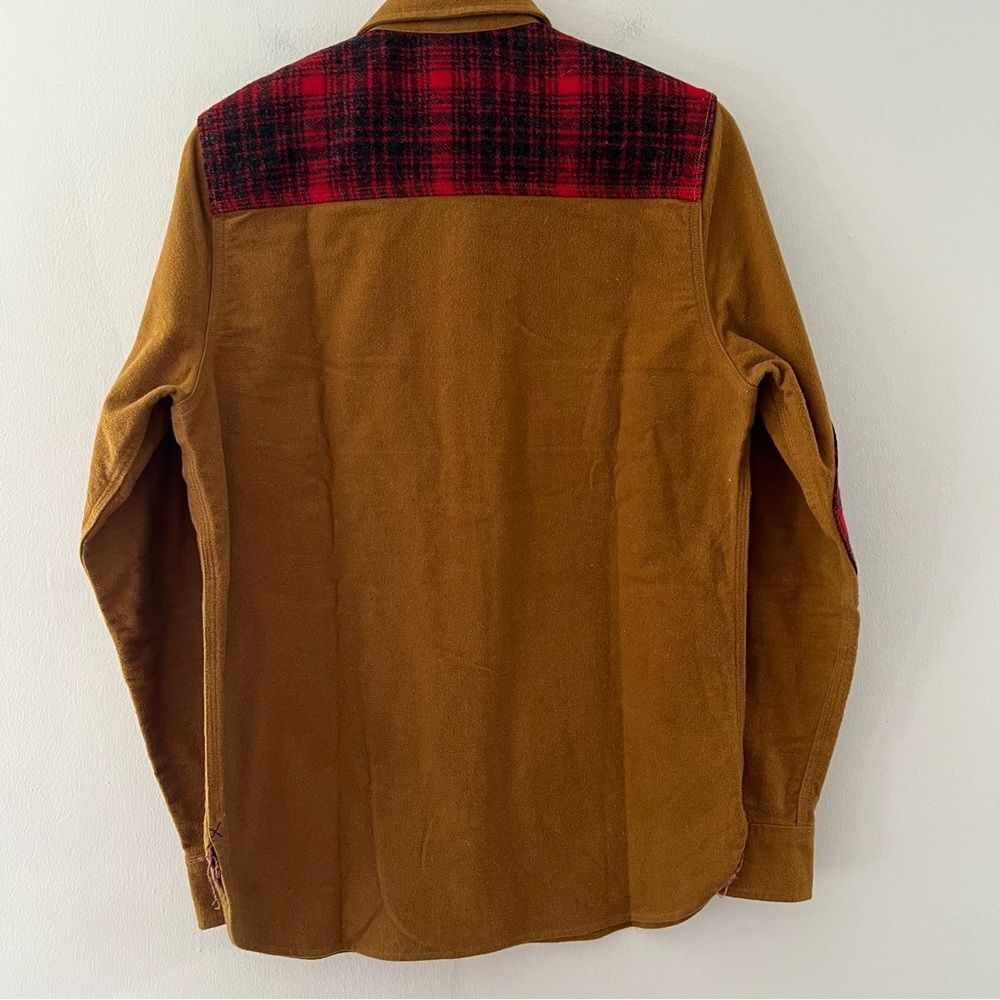 Woolrich shacket Shirt Jacket Buffalo Plaid Patches Size Small Christmas Outdoor - Picture 5 of 10